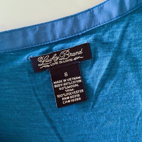 NWOT Lucky Brand teal long sleeve t shirt size S - Picture 7 of 8